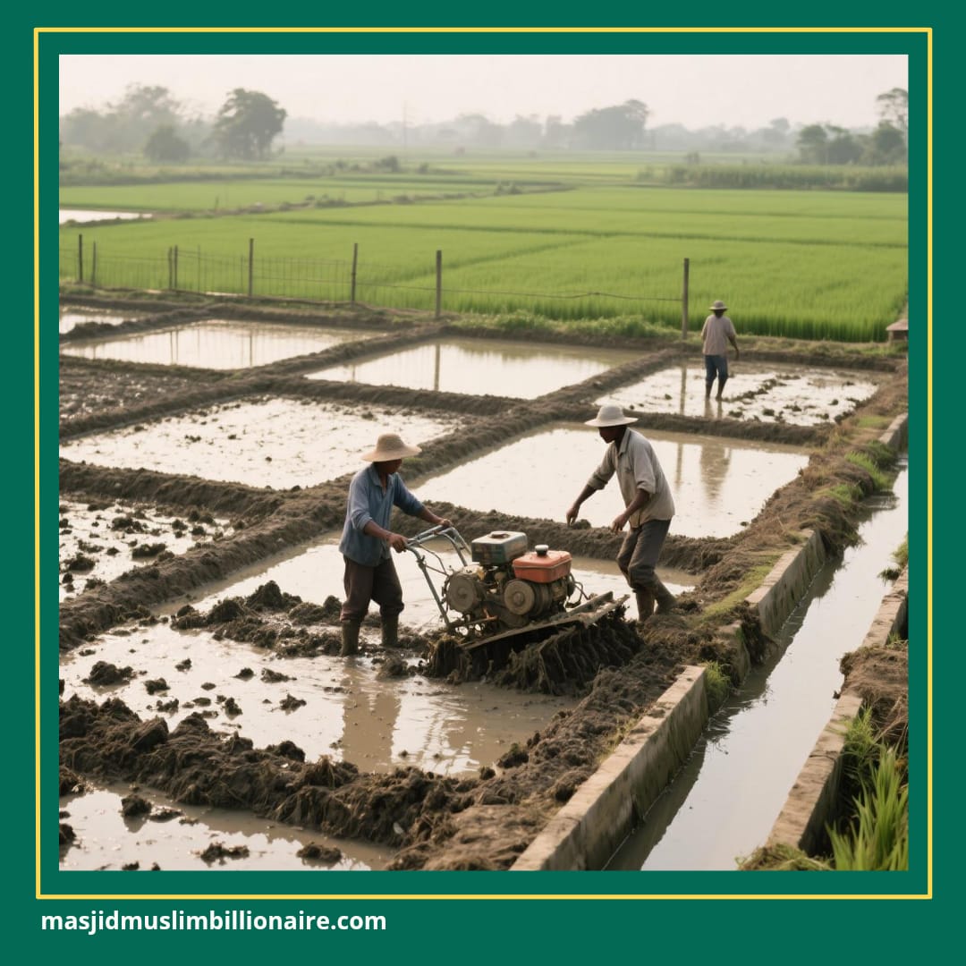 menanam jagung di sawah