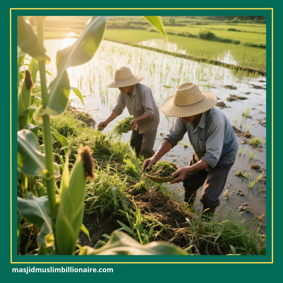 menanam jagung di sawah
