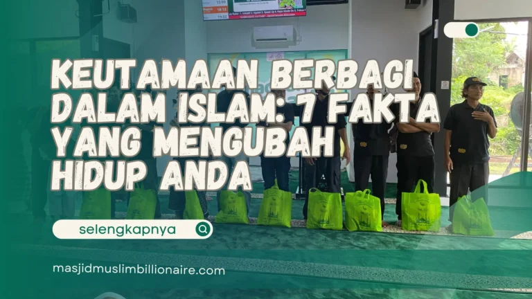 Ilustrasi keutamaan berbagi dalam Islam, menekankan nilai sedekah, solidaritas, dan pahala bagi umat